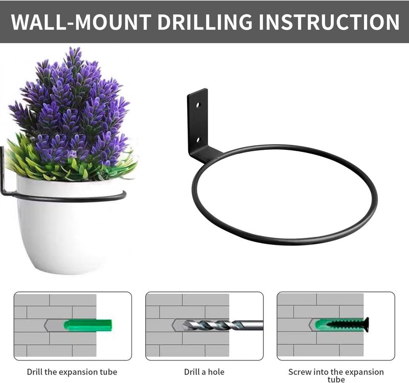 Neiteli 8 Inch Wall Mounted Plant Holder,Plant Wall Mount,Flower Pot Holder for Outside,Wall Planters for Indoor Plants (6 Pack) - Image 5